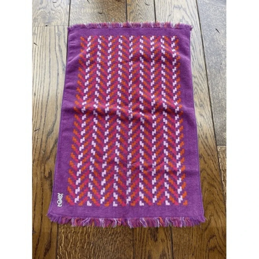 Vintage Yves Saint Laurent YSL Towel Terrycloth Purple Retro Bath Fieldcrest MCM